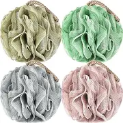 GoWorth Bath Shower Loofah Sponge Pouf Body Scrubber Exfoliator (Set of 4)