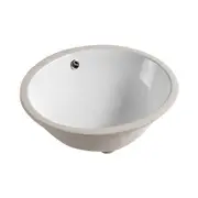 340*340*190mm Poseidon PU3434 Gloss White Ceramic Round With Overflow Under-Mount Basin