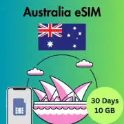 Australia Prepaid Travel eSIM Card 10GB Data 5G & 4G Lte 30 Days