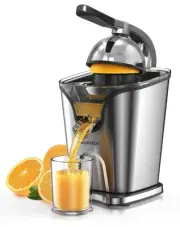 150W Electric Citrus Juicer Squeezer with 2 Cones, Stainless Steel Quiet Oran...