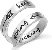 [Kucheed] Adjustable Rings for Women/Men, Inspirational Ring Jewellery Engraved I Am Enough, Stainless Steel Spiral Wrap Twist Ring, Encouragement Birthday Graduation Gifts