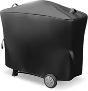 [Outspark] 7112 Grill Cover for Weber Q Grill on Cart Q2000, Q2200, Q2400, Q300, Q320, Q3000, Q3200 Series Gas Grills,Portable BBQ Grill Cover with Reflective Straps and Handle,600D