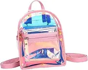 [BESPORTBLE] Metallic Iridescent Backpack For Women Clear Backpack Small Backpack For Teen Girls With Multiple Compartments Lightweight Compact Backpack
