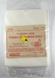 RayMar Cross Stitch Fabric 14 Count Aida 100% Cotton Fabric 12" x 18" White