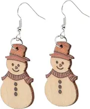 [NOLITOY] Charming Snowman Tree Earrings Handmade Wooden Christmas Jewelry for Women Girls