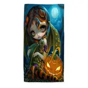 Halloween Dragonling Scary Pumpkin and Dragon Fairy Beach Towels Medium Large Extra Large