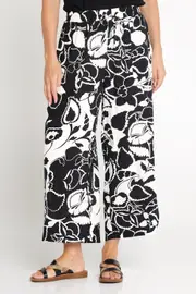 Aiko Lightweight Pants - Black/Ivory Botanical