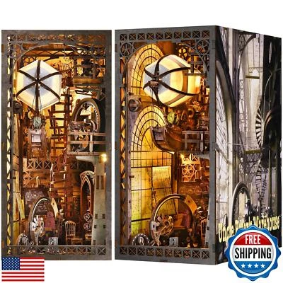 ETKVR ETKVR Book Nook Kit, DIY 3D Wooden Puzzle Bookend Booknook Miniature Do