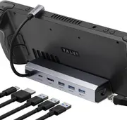 JSAUX Docking Station Compatible with Steam Deck, 6-In-1 Steam Deck Dock with HDMI 2.0 4K@60Hz, Gigabit Ethernet, 3 USB-A 3.0 and Full Speed Charging USB-C Port Compatible with Valve Steam Deck-Hb0603