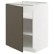 METOD base cabinet with shelves, white/Havstorp brown-beige, 60x60x80 cm