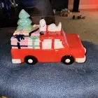 Snoopy Peanuts Christmas Red Truck Cookie Jar Christmas Tree Presents Candy Dish