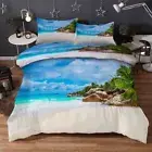 Blue Sky White Clouds Sea 3D Quilt Duvet Doona Cover Set Pillow case Print