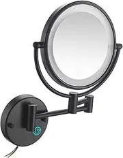 LED Makeup Mirror with Lights, Double-Sided Mirror, Wall Mounted 360° Swivel Extendable Bathroom Vanity MirrorBlack,3X