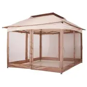 Outsunny Gazebo 11"x11" 2-Tier Top Removable Zippered Netting Weather Protection