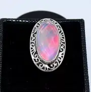 Aurora Opal Stone Ring Beautiful Silver Ring Vintage Handmade Ring Gift for her