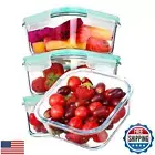YEBODA Glass Food Storage Containers with Airtight Snap Locking Lids BPA Free