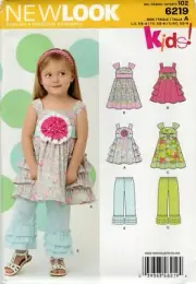 New Look 6219 High Waist Dress in 2 Lengths, Pants w Ruffle Hem Sz 1/2-4 UNCUT