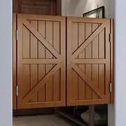 [YVYKFZD] Indoor Swinging Door, Solid Wood Cafe Doors Saloon Doors, 180° Double Swing Doors with Metal Hinges, Customizable Partition Door(Coffee,W100xH70cm(40"x28"))