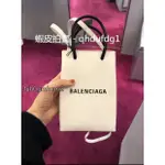 二手現貨 BALENCIAGA 白色 方形 牛皮 購物袋 手機斜跨包 593826 免運