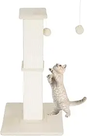 Advwin Cat Scratching Post for Indoor Cats and Kittens, 84CM Tall Cat Activity Scratcher Premium Sisal Rope Scratch Tree with Dangling Ball (Beige)