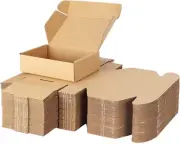 PHAREGE 7X5X2 Inch Shipping Boxes Bulk 50 Pack Brown, Tab Lock Tuck Top Mailer B