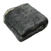 Faux Fur Animal Assorted Throw Rug Grey Husky