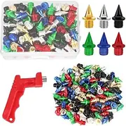 JULMELON 120PCS 1/4inch Stainless Steel Track and Cross Country Spikes Golf Shoe Spikes with Spike Wrench, Replacement Spikes for Short Running Sprint Sports Track Shoes