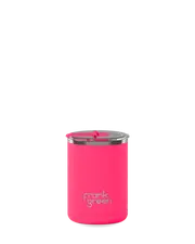 frank green Ceramic Coffee Cup with Hinged Lid - 12oz 355ml - Neon Pink