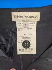 Emporio Armani Womens Pants Size 6 Black Virgin Wool Flat Front Wide Leg