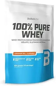BioTechUSA 100% Pure Whey Protein Complex with bromelain Enzyme, Amino acids, sweeteners and no Added Sugar, Palm Oil Free, 454 g, Bourbon Vanilla