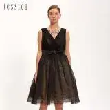 在飛比找遠傳friDay購物優惠-JESSICA - 氣質典雅網紗收腰無袖晚禮服洋裝（黑）