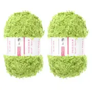2pcs Fur Yarn Soft Fluffy Chunky Yarn Fuzzy Yarn Light Green for Crocheting,50m
