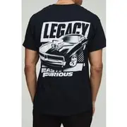 Mens Black Oversized Fast & Furious License Printed T-Shirt