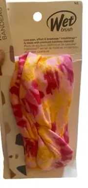 Wet Brush 1 ct Hair Headwrap IntelliWrap bamboo and cotton pink