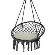 Macrame Hammock Chair with Cushion Boho Swing Indoor Outdoor