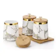 JUXYES Set of 3 Canisters Set for Sugar Coffee Tea with Airtight Lid, White