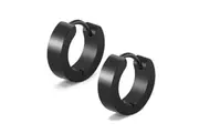 Black Huggie Hoop 11mm Stainless Steel Square Sleeper Earrings