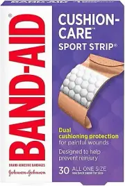 Band-Aid Cushion Care Sport Strip Adhesive Bandages All One Size 30 Ct 12 Pack