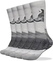 [NQHJT] Snow Mountain Lone Wolf Socks for Women Men Breathable Boot Socks Warm Calf Socks for Hiking Work, Style, One Size, Style, One size