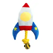 Farfi Pet Toy Cartoon Airplane Rocket Shape Dogs Cats Plush Doll Bite-resistant Pet Squeaky Toy Pet Supplies