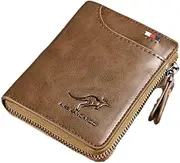 [Generic] Men Leather Wallet Zipper | Business Credit Card Holder RFID Blocking Pocket,Genuine Soft Leather RFID Blocking Purse Zipper Coin Pocket, for Men