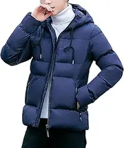 [Generic] Men's Lightweight Bubble Puffer Jacket with Hood Packable Down Parka Coats Warm Winter Puffy Jackets