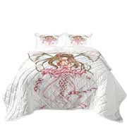 Cute Fantasy Art Pink Champagne Butterfly Girl Coverlet