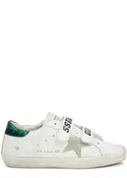 Golden Goose Old School Distressed Leather Sneakers - White And Green - 6 6