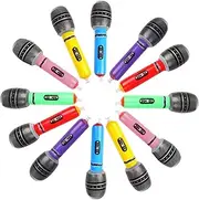 KIMOBER 12PCS Inflatable Microphones,Colorful Blow up Microphones Stage Act Mic Props for Pretend Play Party Favors Supplies