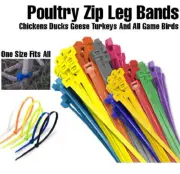100pcs Zip Leg Bands Mix Colors for Poultry Chick Chickens Ducks Geese Turkeys