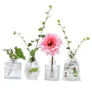 Glass Bud Vases Set of 4,Small Flower Vases for Wedding 4pcs Crystal White