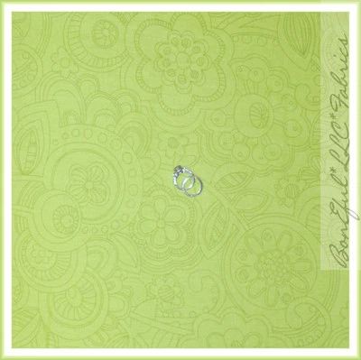 BonEful Fabric FQ Cotton Quilt Green Spring Flower Garden Calico Leaf Swirl BOHO
