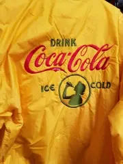 Yellow Drink COCA-COLA satin embroidered fleece lined JACKET Large