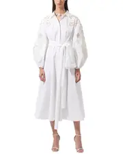 Carolina Herrera Open Front Balloon Sleeve Midi Dress